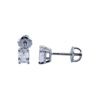 1.01CT Emerald Cut VS D Color Diamond Solitaire Earrings