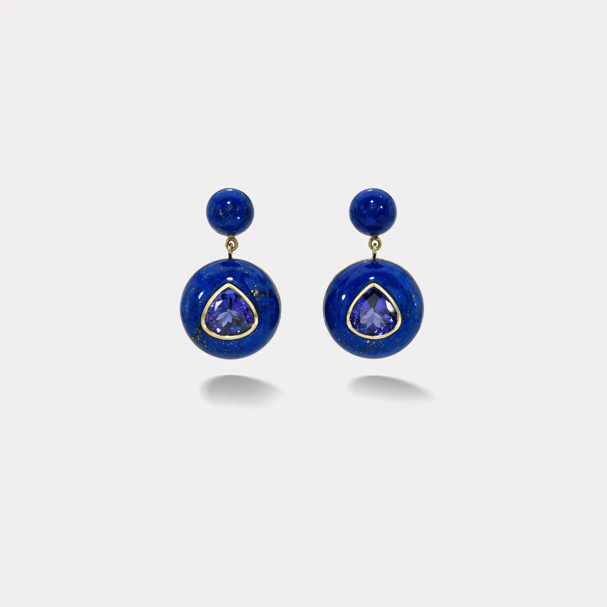 10.71ct Pear Tanzanites in Lapis Lollipop Earrings