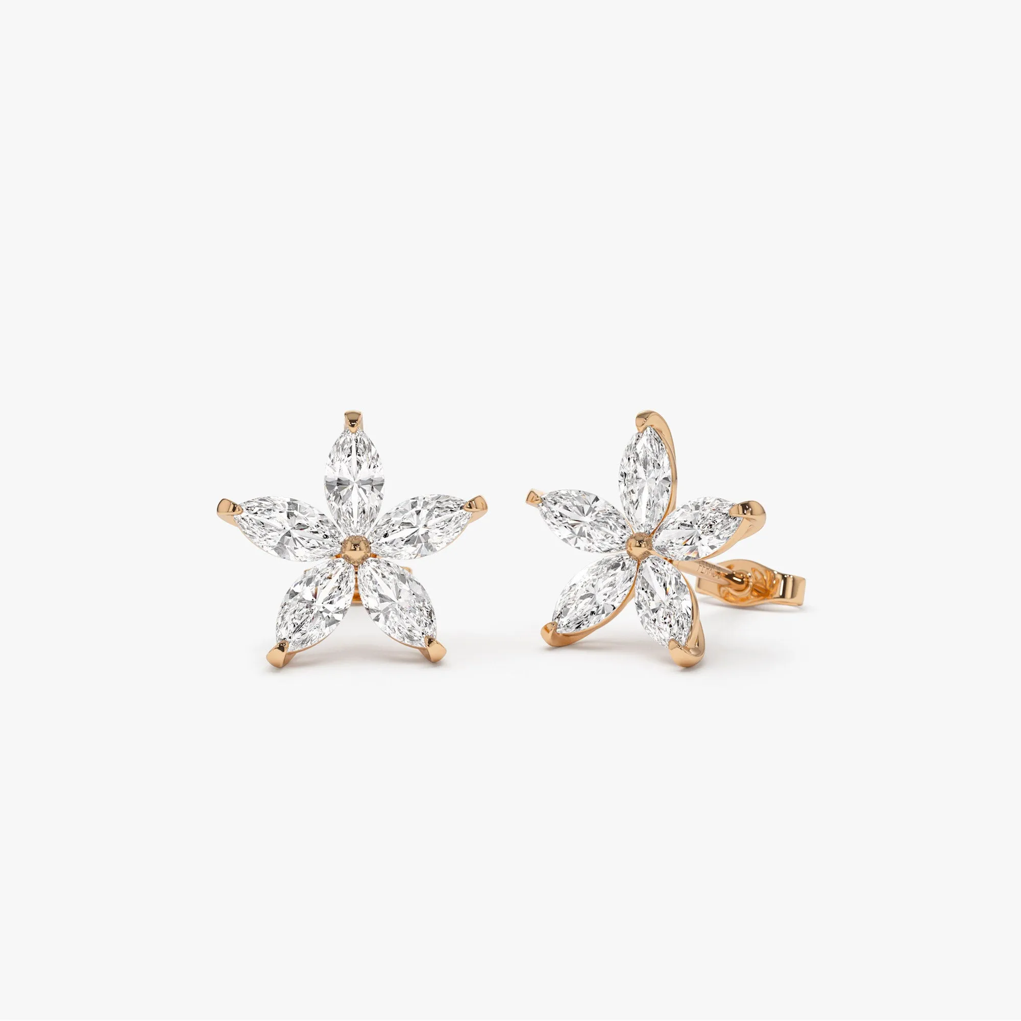 1.45 ctw 14k Marquise Shaped Lab Grown Diamond Floral Studs - Maya