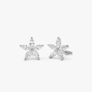 1.45 ctw 14k Marquise Shaped Lab Grown Diamond Floral Studs - Maya