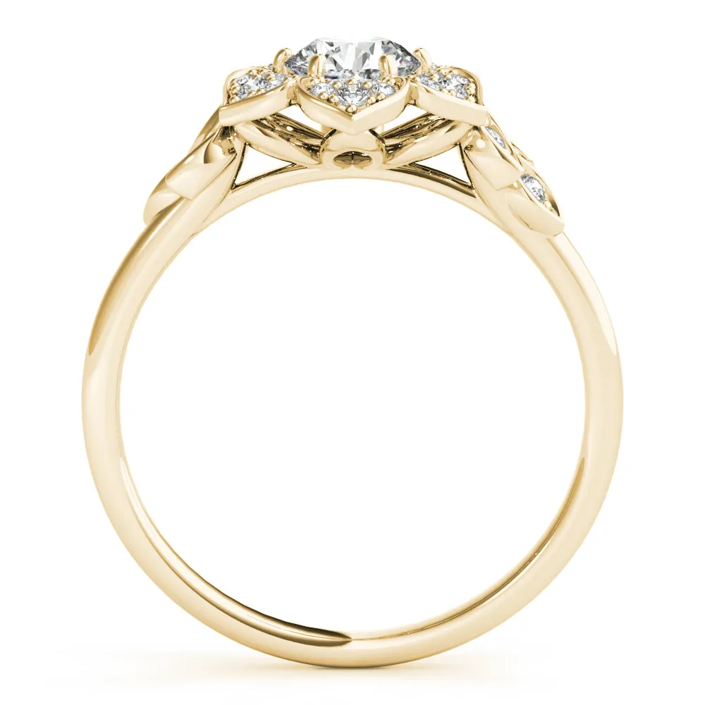 14K Floral Design Engagement Ring