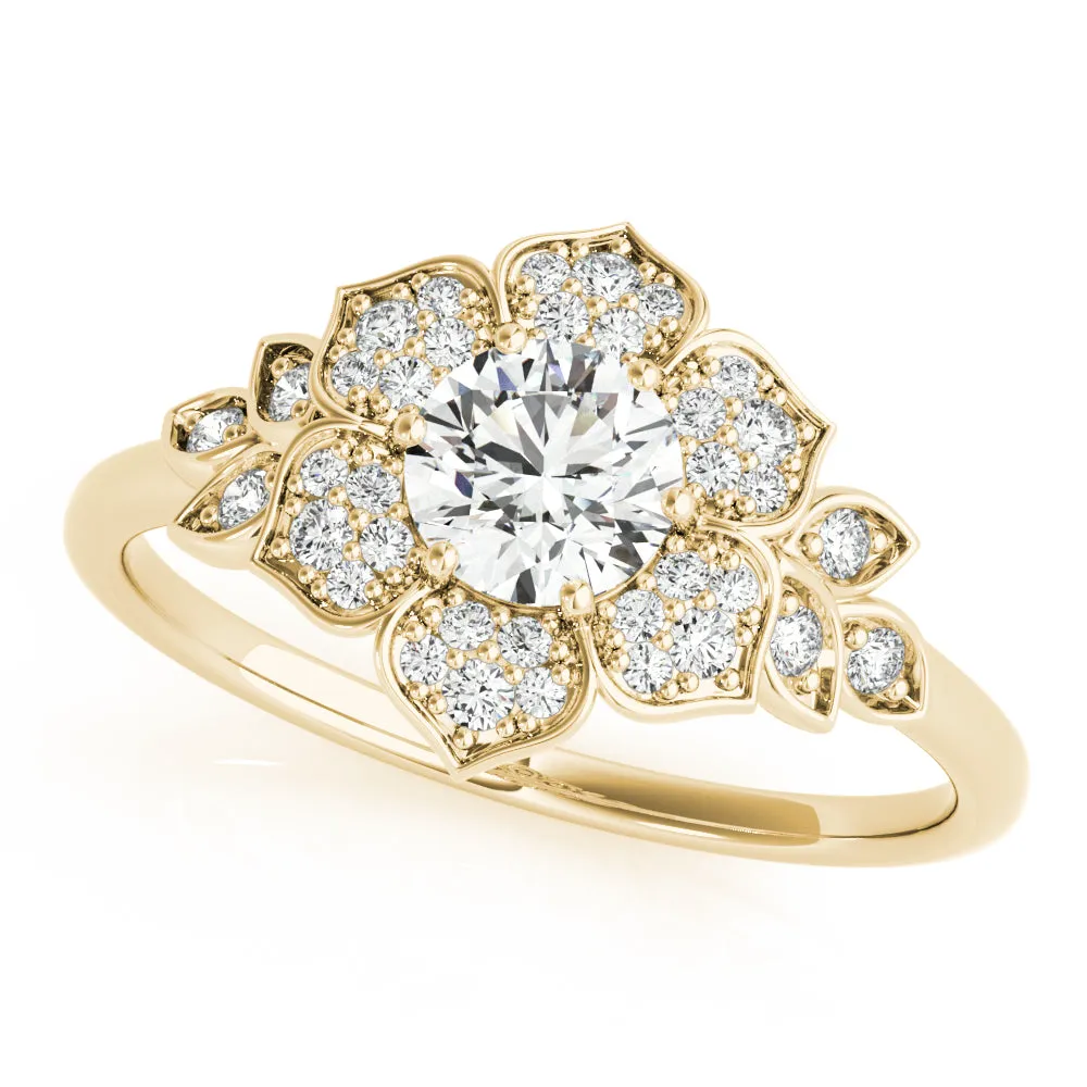 14K Floral Design Engagement Ring