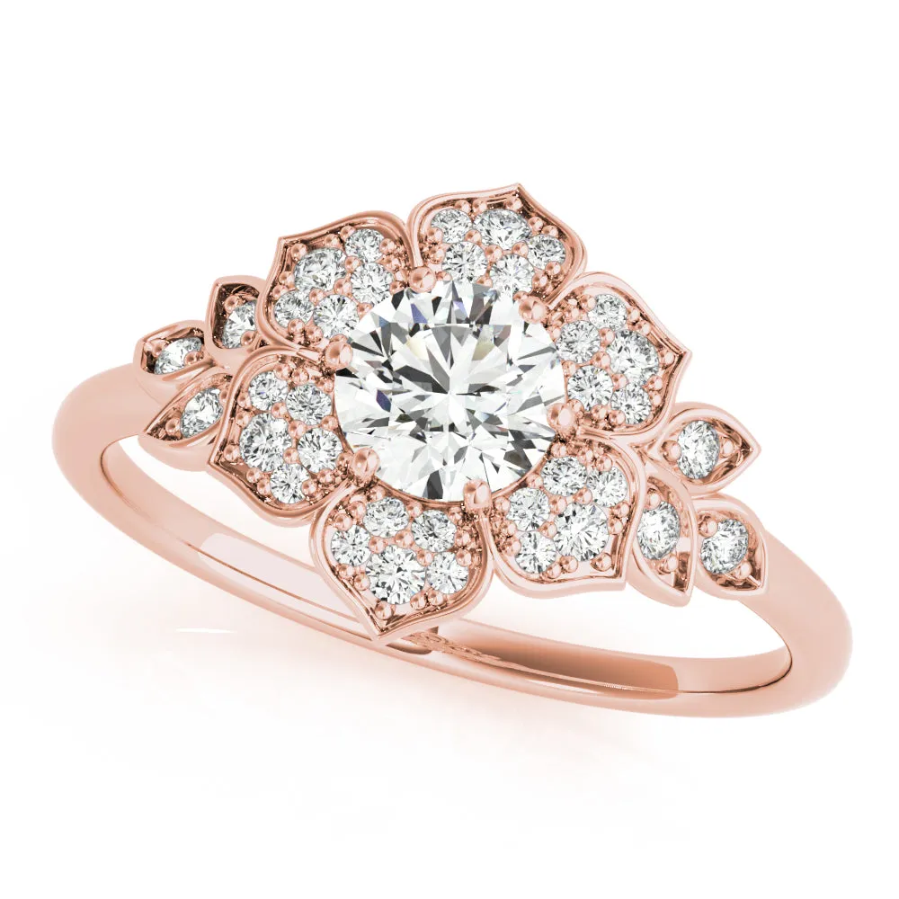 14K Floral Design Engagement Ring