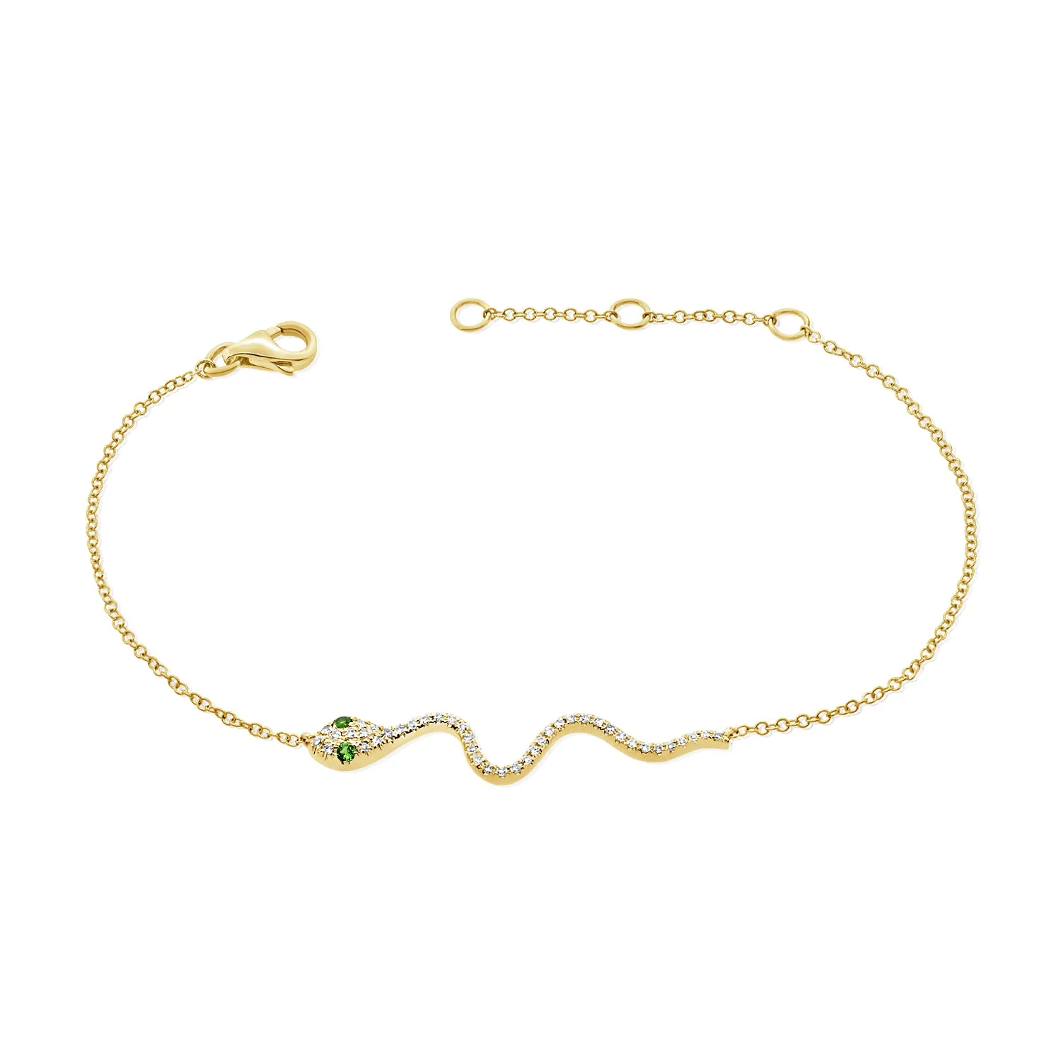 14k Gold & Diamond Snake Bracelet