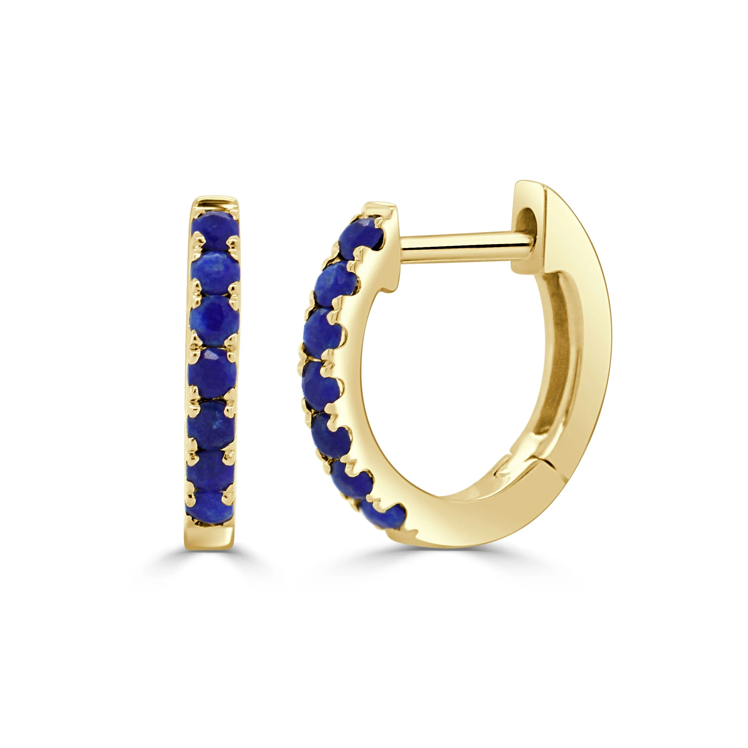 14k Gold & Lapis Huggie Earrings - 0.22ct