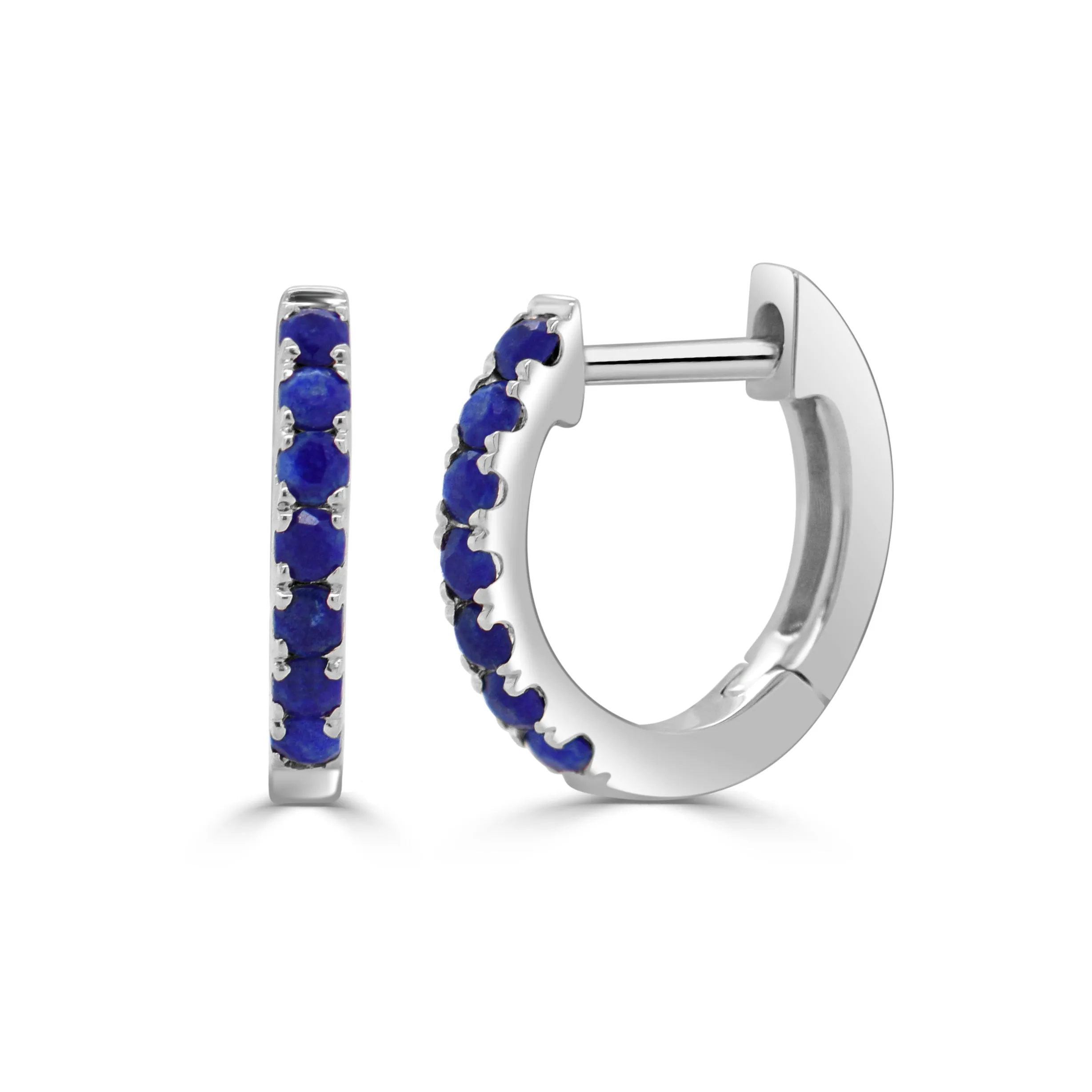 14k Gold & Lapis Huggie Earrings - 0.22ct