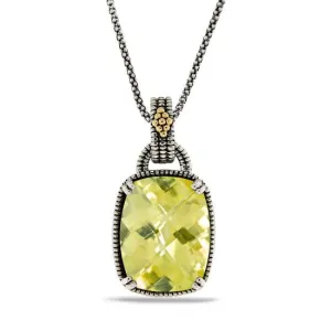 14K Gold and 925 Sterling Silver Pendant in Lemon Quartz (145NP8406TLQ)