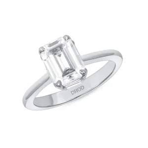 14k Gold Emerald Cut Natural Diamond, Baguette Under Halo Engagement Ring