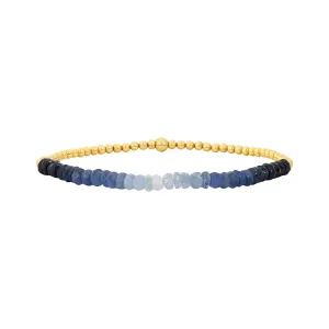 14K Gold Filled 2mm 7" Stretch Blue Sapphire Bracelet