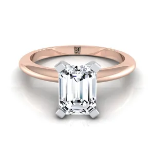 14K Rose Gold Emerald Cut  Classic Low Base Solitaire Engagement Ring