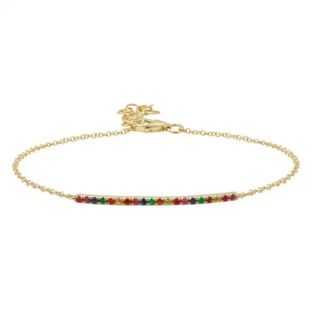 14K Rose Gold Rainbow Bar Bracelet