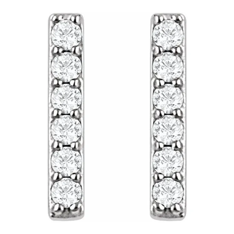 14K White 1/10 CTW Natural Diamond Bar Earrings