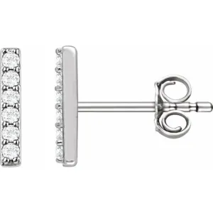 14K White 1/10 CTW Natural Diamond Bar Earrings