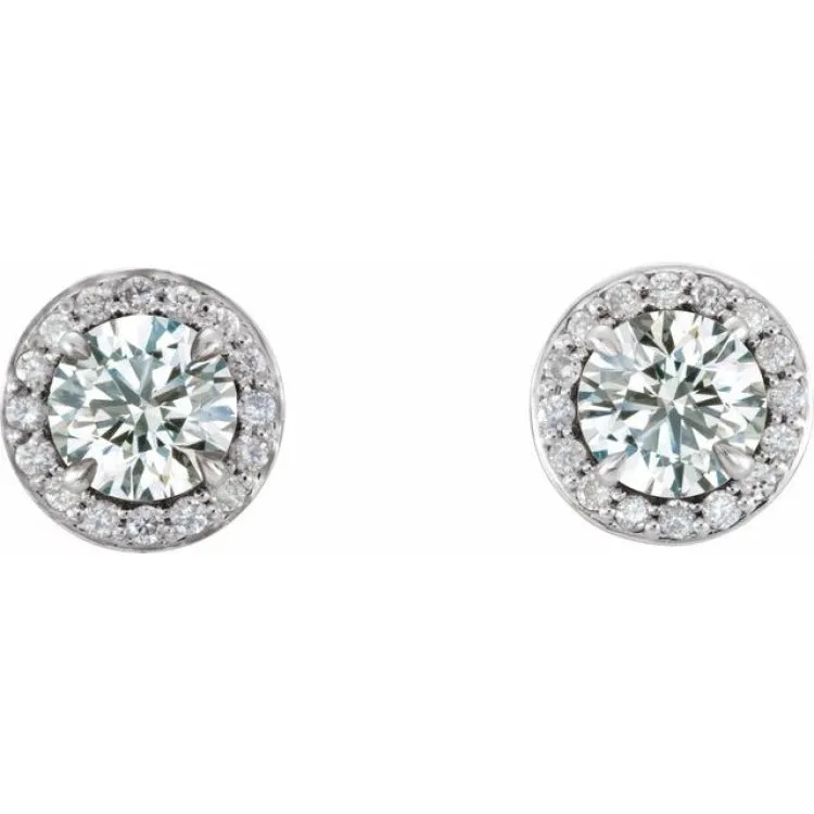 14K White 3/4 CTW Natural Diamond Halo-Style Earrings