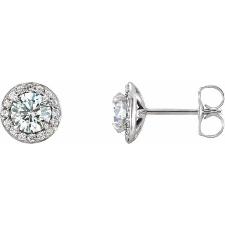 14K White 3/4 CTW Natural Diamond Halo-Style Earrings