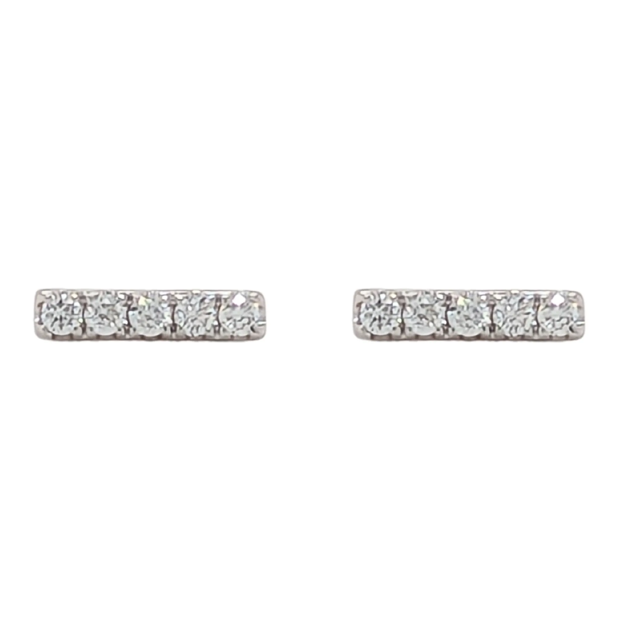 14K White Gold Diamond Line Post Earrings