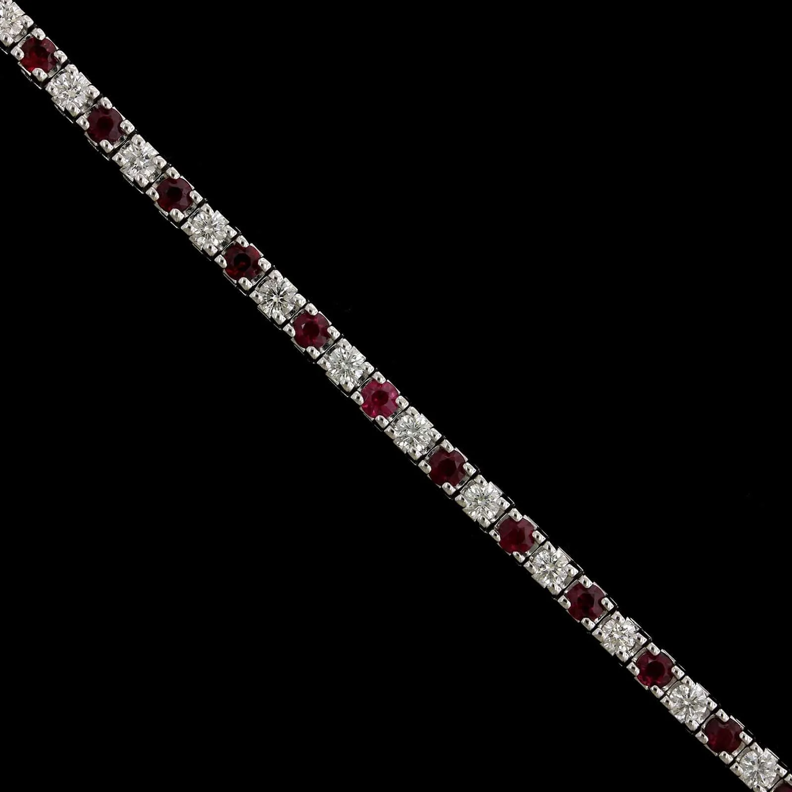 14K White Gold Estate Ruby and Diamond Bracelet