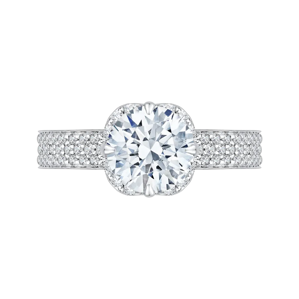 14K White Gold Round Diamond Engagement Ring (Semi Mount)