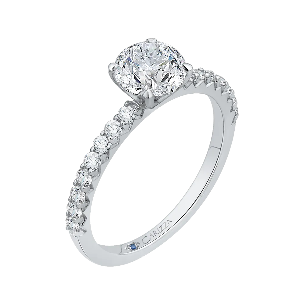 14K White Gold Round Diamond Engagement Ring (Semi Mount)