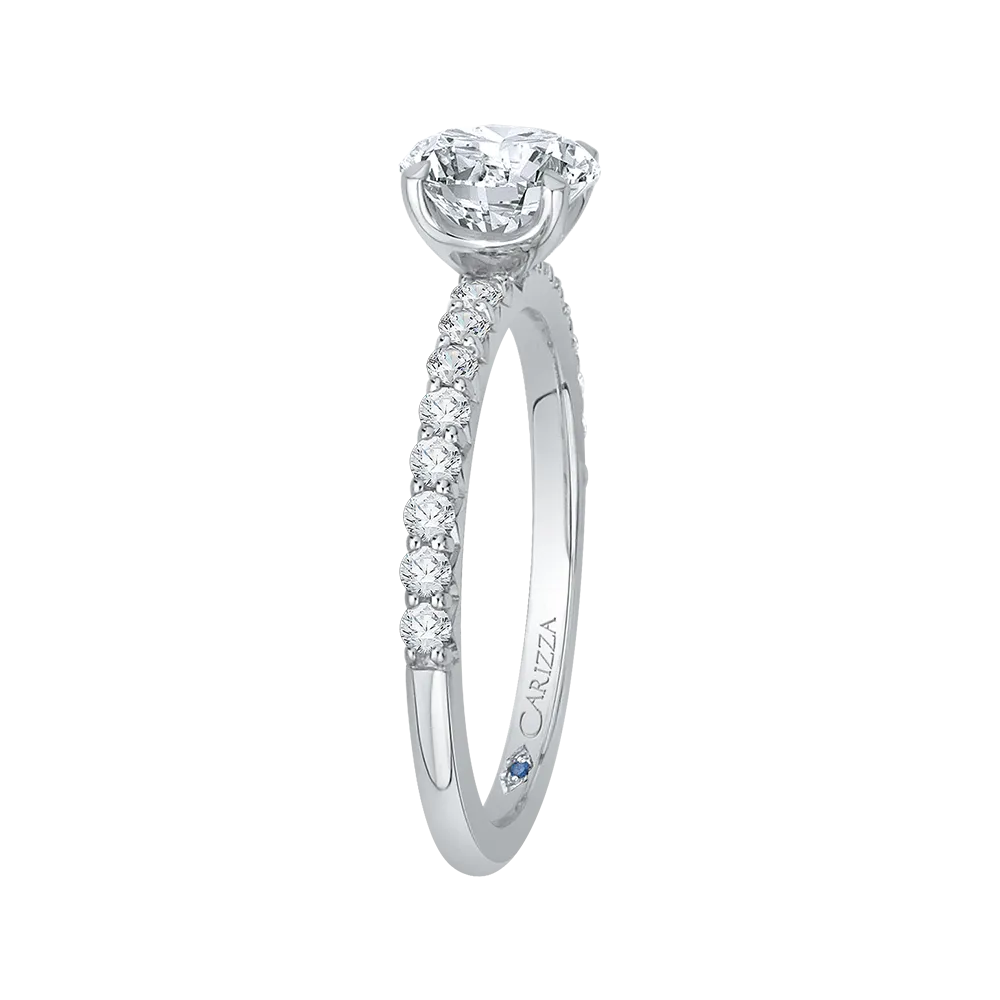 14K White Gold Round Diamond Engagement Ring (Semi Mount)