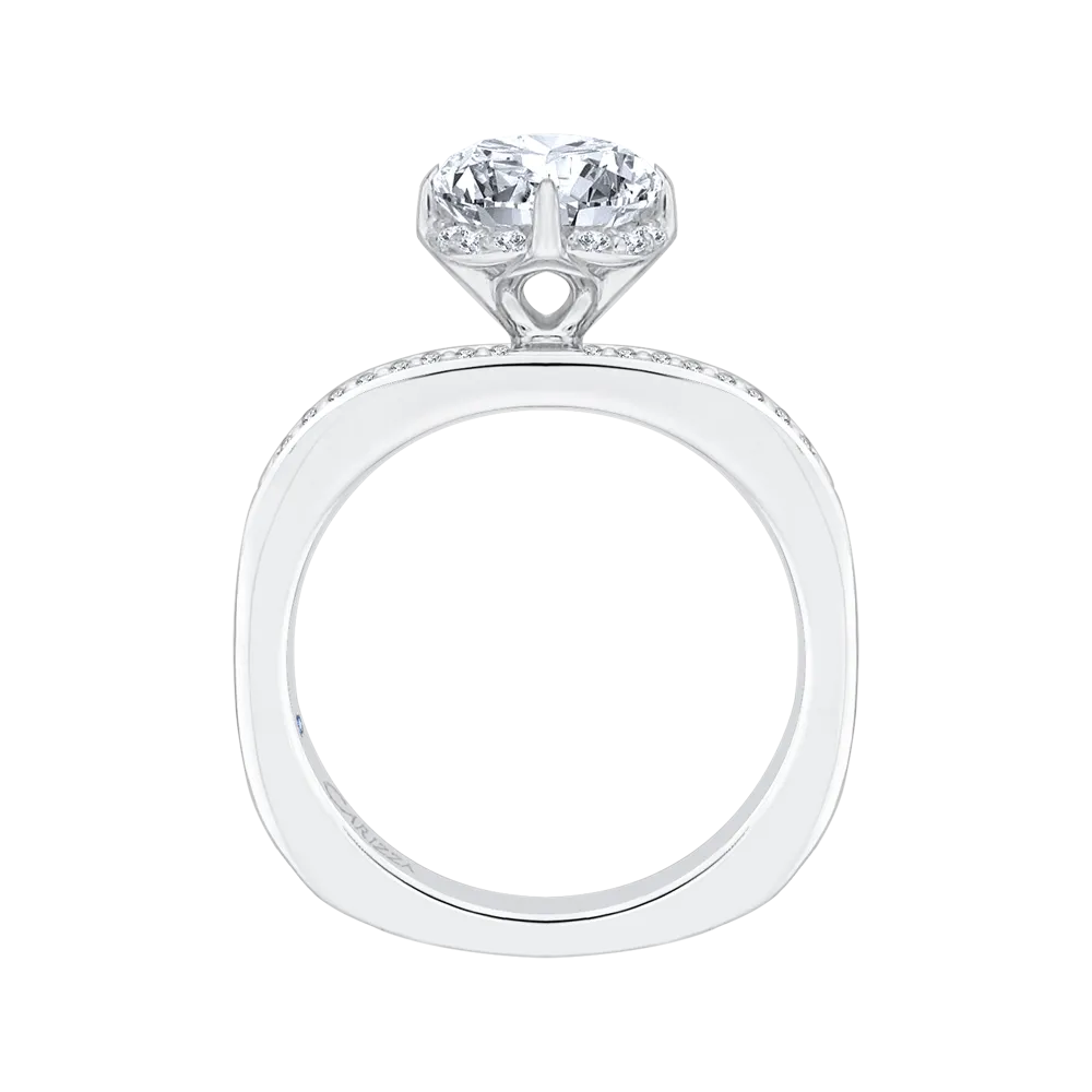 14K White Gold Round Diamond Engagement Ring (Semi Mount)