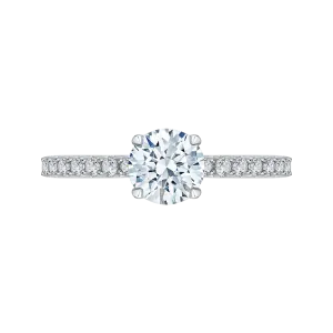 14K White Gold Round Diamond Engagement Ring (Semi Mount)