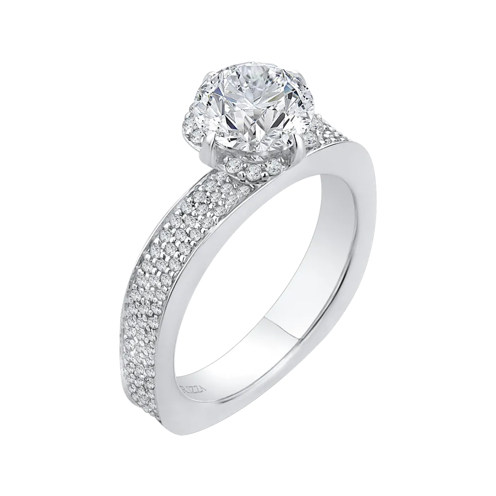 14K White Gold Round Diamond Engagement Ring (Semi Mount)