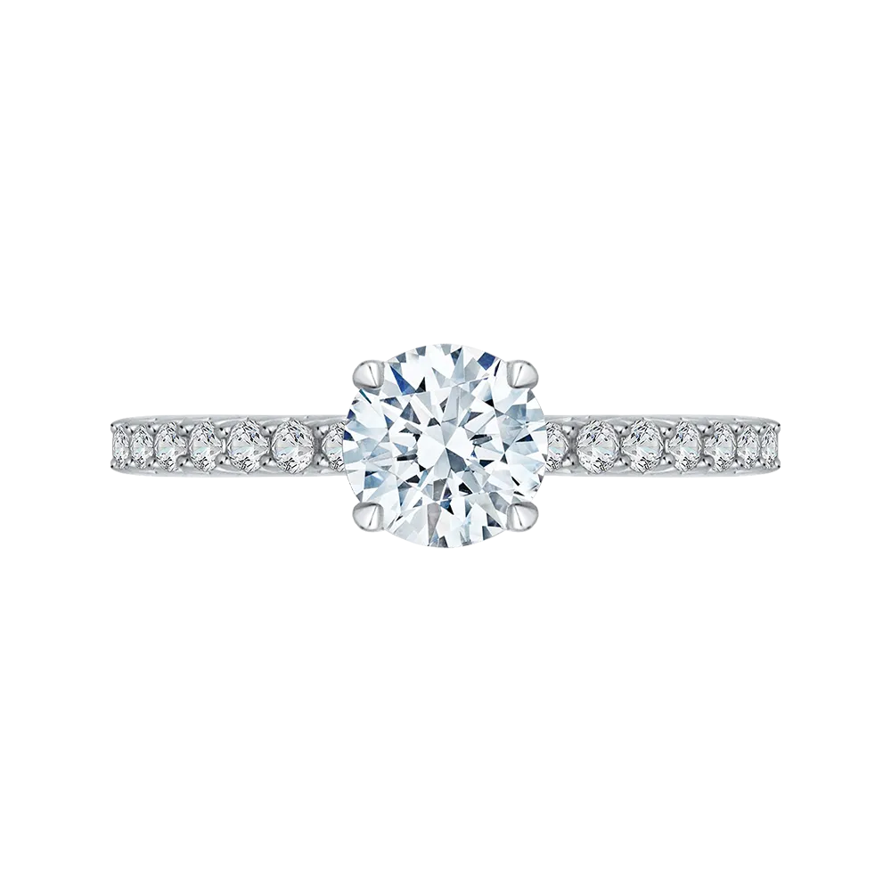 14K White Gold Round Diamond Engagement Ring (Semi Mount)