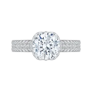 14K White Gold Round Diamond Engagement Ring (Semi Mount)