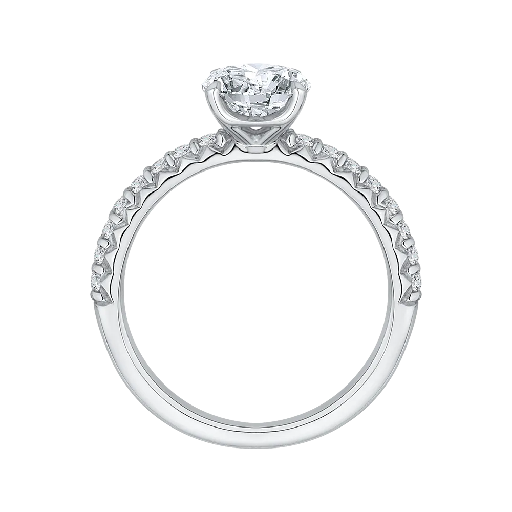 14K White Gold Round Diamond Engagement Ring (Semi Mount)