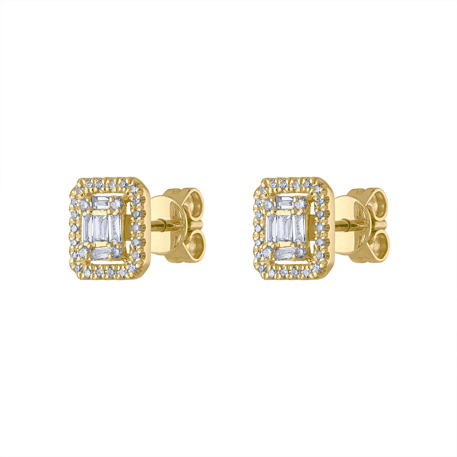 14KT GOLD DIAMOND BAGUETTE SQUARE EARRING