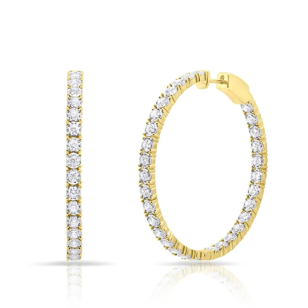 14KT Yellow Gold Diamond Medium Bella Hoop Earrings