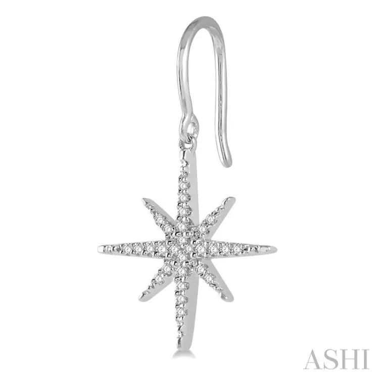 1/5 Ctw Round Cut Diamond Star Earring in 10K White Gold