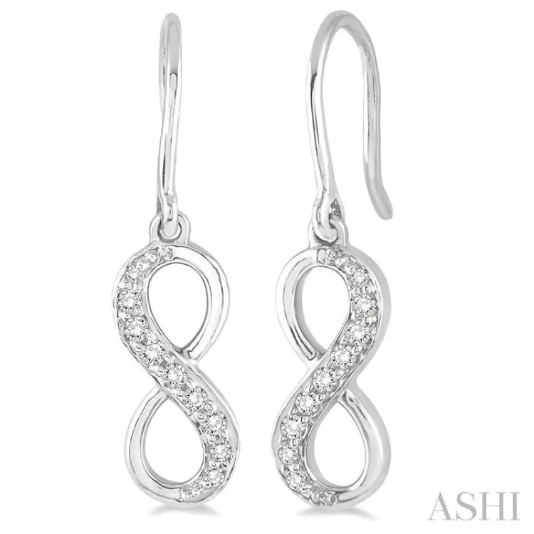 1/6 Ctw Round Cut Diamond Infinity Earrings in 14K White Gold