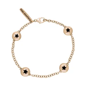 18ct Rose Gold Whitby Jet Oval Star Detail Four Stone Bracelet