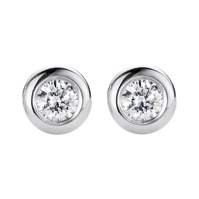 18ct White Gold 0.20ct Diamond Bezel Set Solitaire Stud Earrings