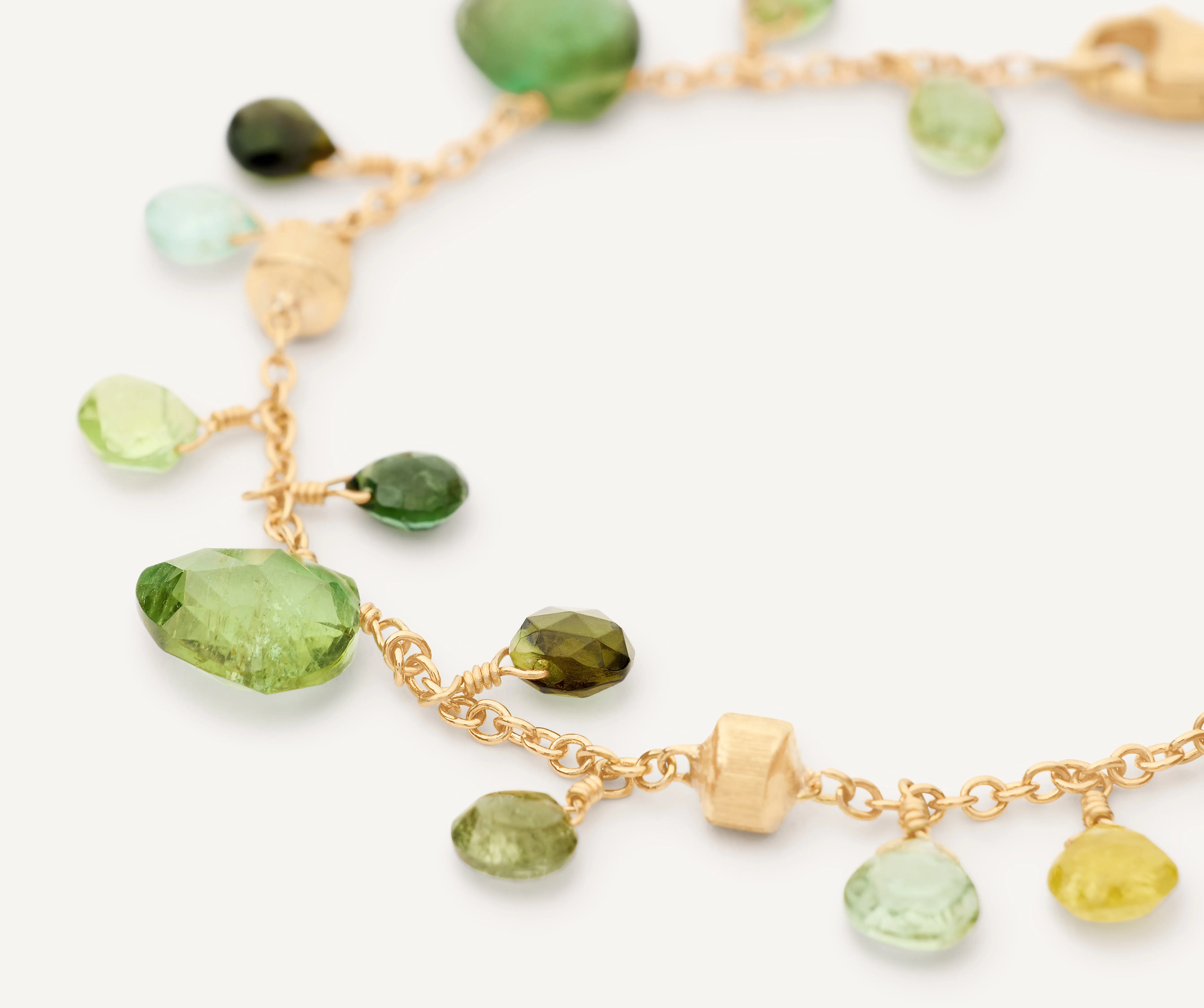 18K Yellow Gold Green Tourmaline Single-Strand Bracelet