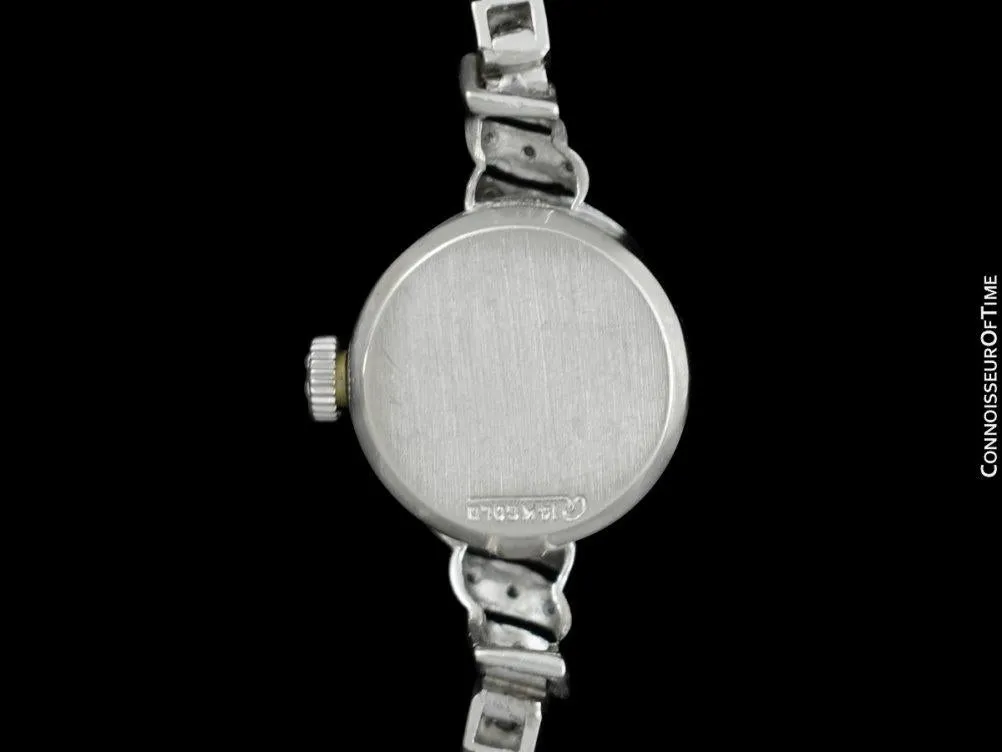 1959 Omega Vintage Ladies Bracelet Watch - 14K White Gold & Factory Diamonds