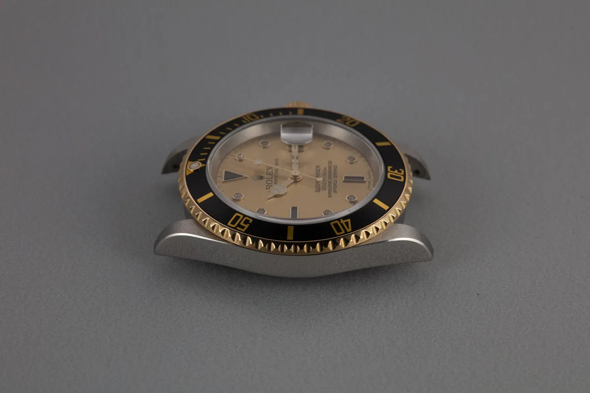 2005 Rolex Two-Tone Submariner 16613 Champagne Serti Dial with Box and Papers