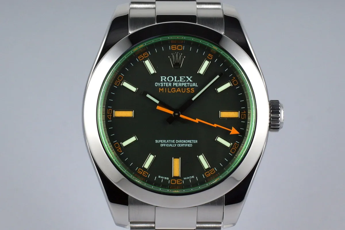 2008 Rolex Milgauss Green 116400V with Box and Papers