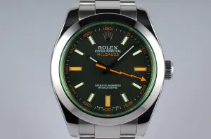 2008 Rolex Milgauss Green 116400V with Box and Papers