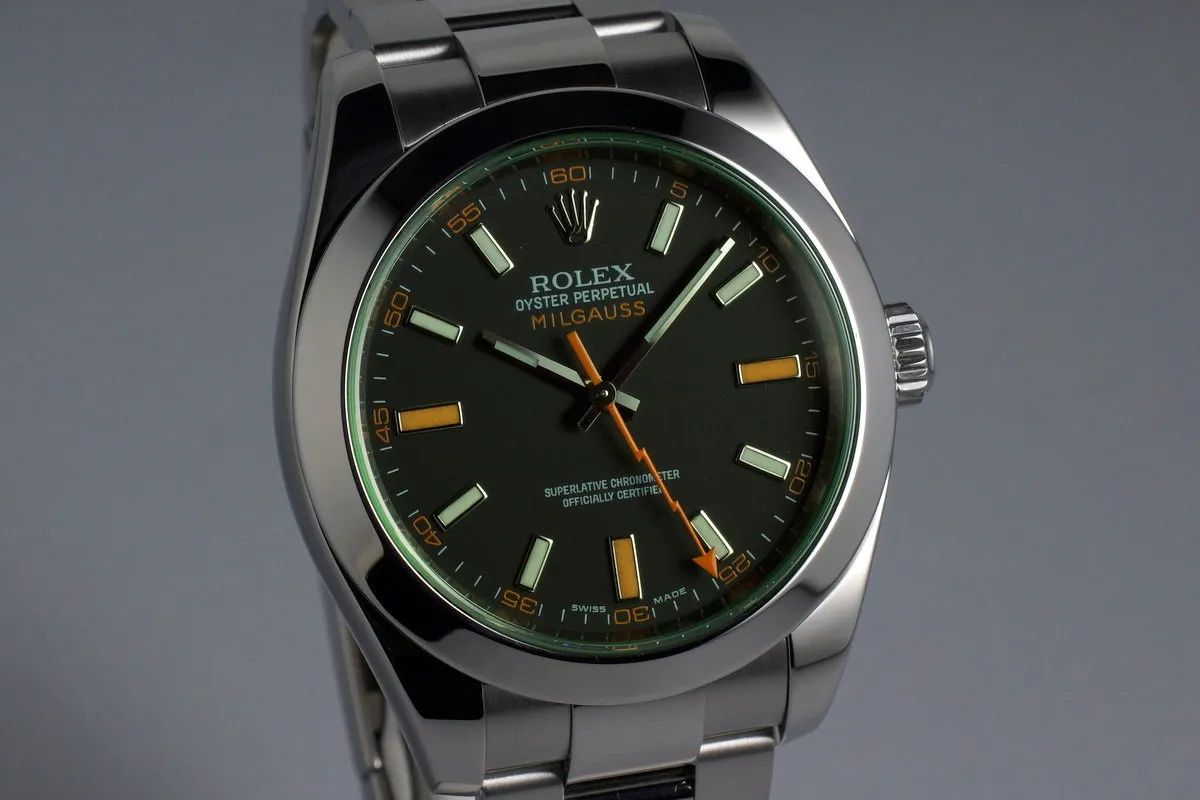 2008 Rolex Milgauss Green 116400V with Box and Papers