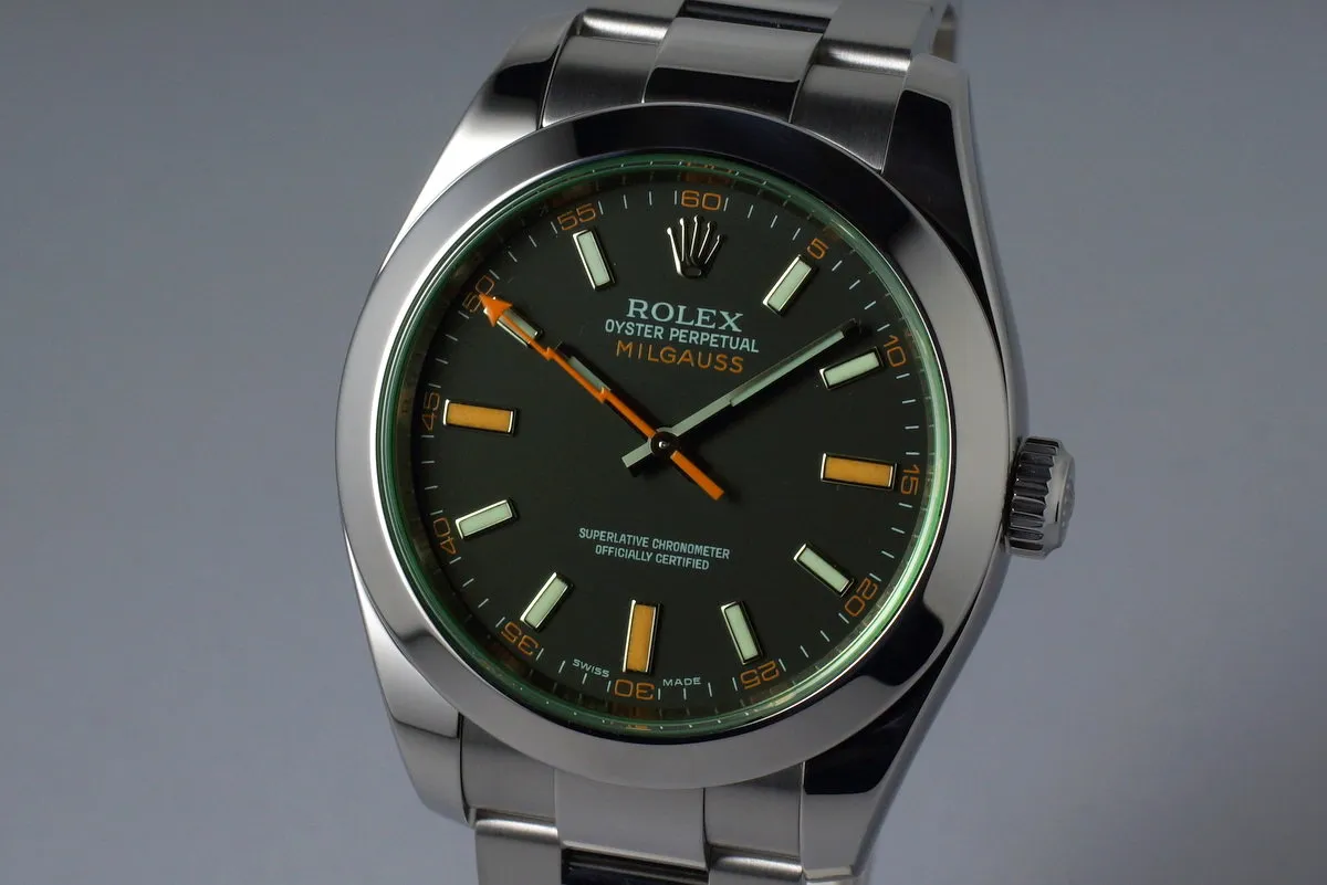 2008 Rolex Milgauss Green 116400V with Box and Papers