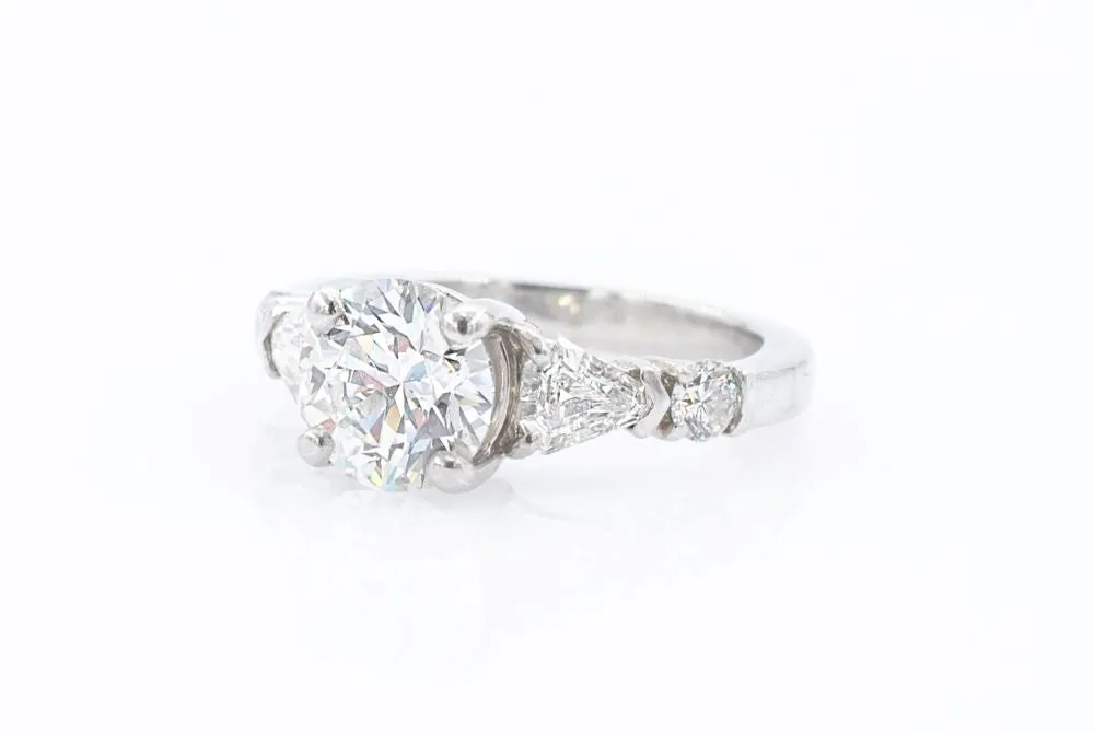 2.01 ct Fancy kite/coffin Cut Side Diamond Engagement Ring