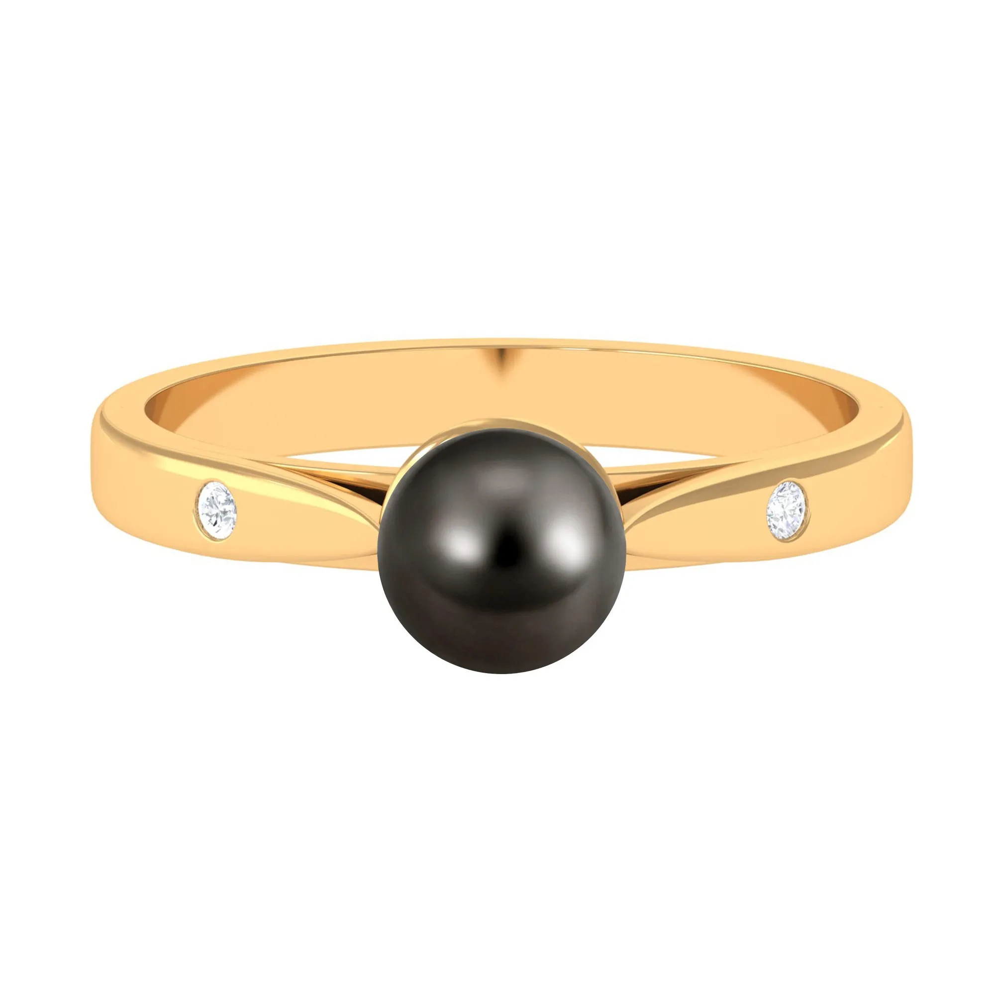 2.50 CT Solitaire Black Tahitian Pearl Engagement Ring with Moissanite