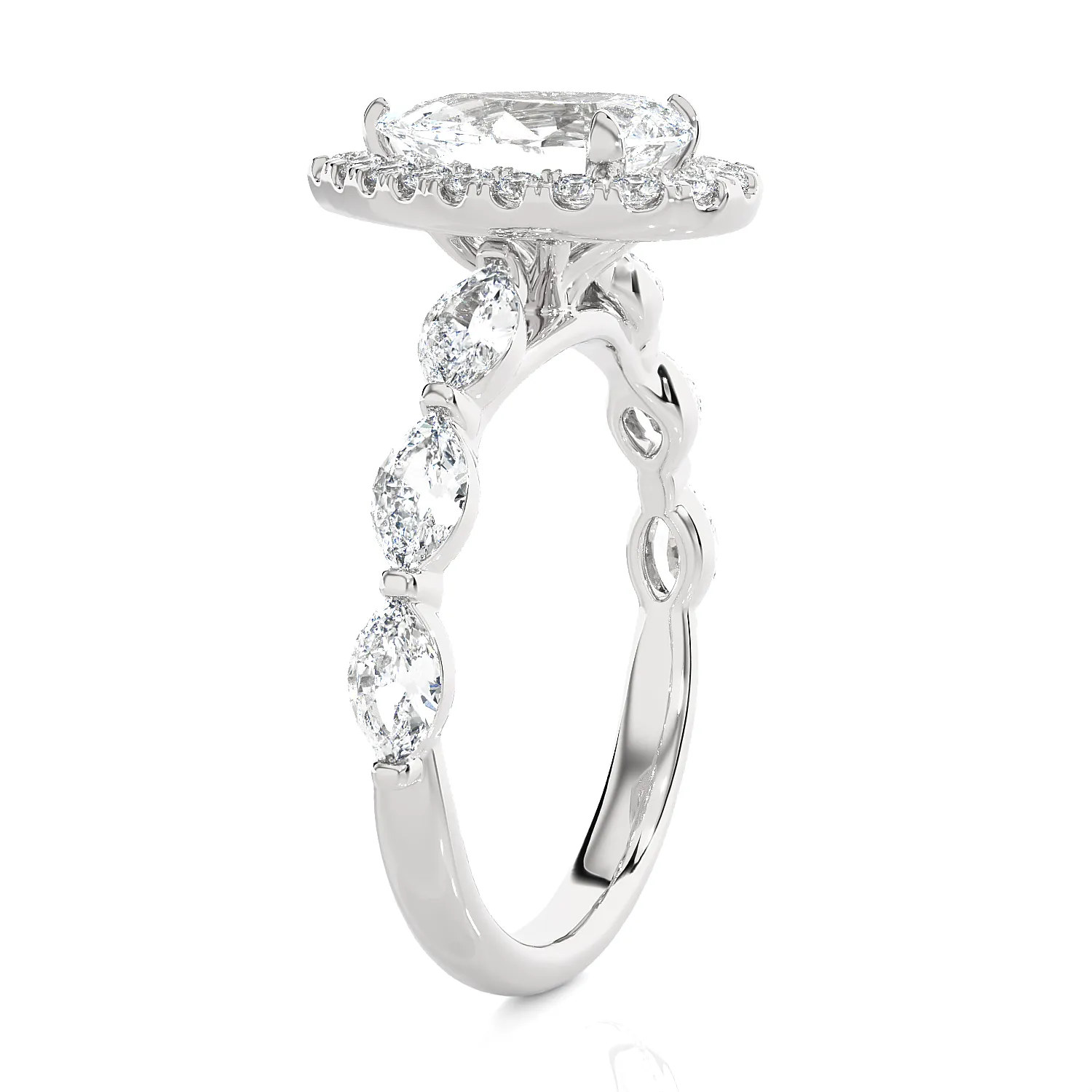 3 1/5 ctw Pear-Shaped Lab Grown Diamond Halo Engagement Ring