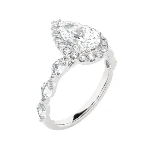 3 1/5 ctw Pear-Shaped Lab Grown Diamond Halo Engagement Ring