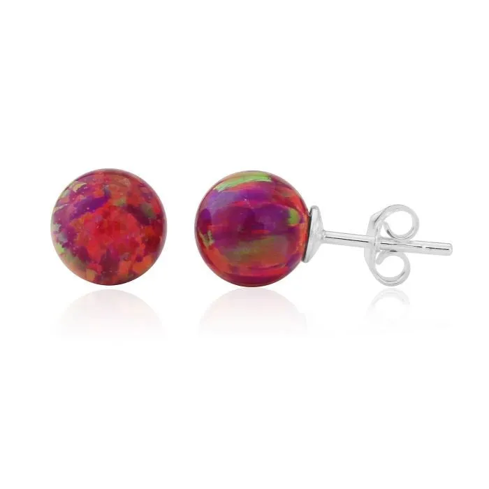 4mm Red Opal Stud Earrings by Lavan