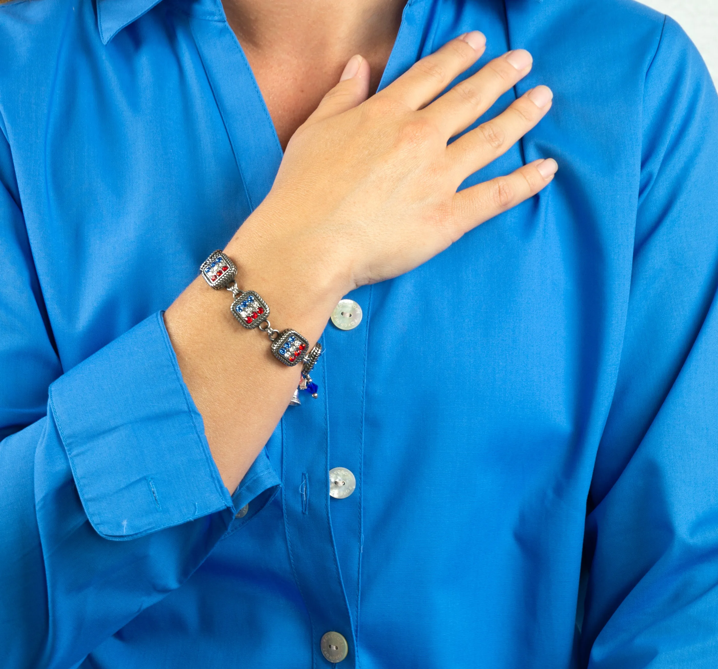 4th Of July Crystal Chessboard Bracelet