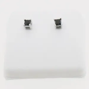 .50cttw Black Diamond Princess Cut Stud Earrings 10K White Gold